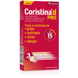 Embalagem de Coristina d PRO com 8 comprimidos.